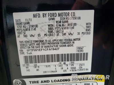 Zdjęcie 12 z 12 samochodu: 2012 FORD F150 SUPERCREW VIN:1FTFW1EF1CFA19427 - miniatura
