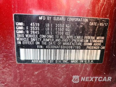 Zdjęcie 12 z 12 samochodu: 2017 SUBARU LEGACY 2.5I PREMIUM VIN:4S3BNAF60H3067185 - miniatura