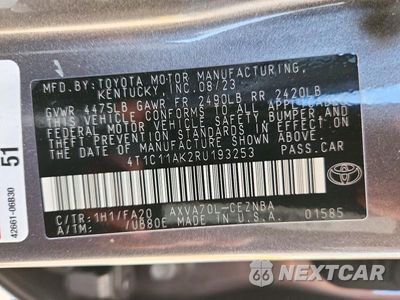 Zdjęcie 13 z 13 samochodu: 2024 TOYOTA CAMRY LE VIN:4T1C11AK2RU193253 - miniatura