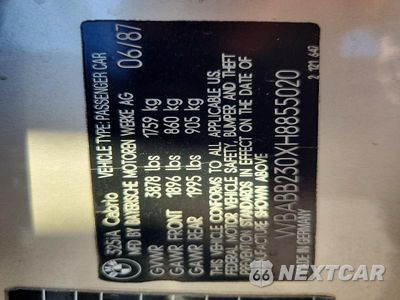 Zdjęcie 12 z 12 samochodu: 1987 BMW 325 I AUTOMATIC VIN:WBABB230XH8855020 - miniatura