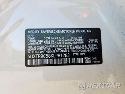 Zdjęcie 14 z 14 samochodu: 2019 BMW X3 XDRIVE30I VIN:5UXTR9C58KLP81283 - miniatura