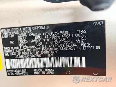 Zdjęcie 13 z 13 samochodu: 2007 LEXUS RX 400H VIN:JTJHW31U372027807 - miniatura