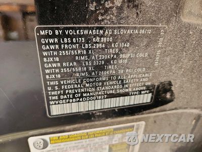 Zdjęcie 13 z 13 samochodu: 2013 VOLKSWAGEN TOUAREG V6 VIN:WVGEF9BP4DD001827 - miniatura
