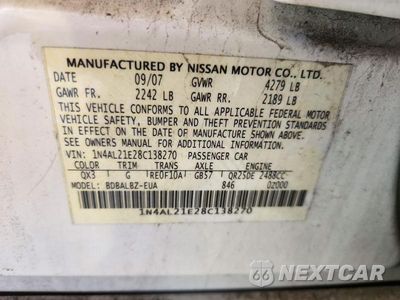 Zdjęcie 12 z 12 samochodu: 2008 NISSAN ALTIMA 2.5 VIN:1N4AL21E28C138270 - miniatura