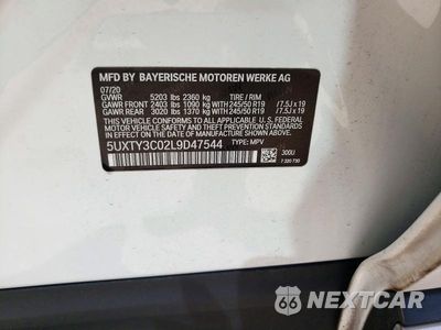 Zdjęcie 12 z 12 samochodu: 2020 BMW X3 SDRIVE30I VIN:5UXTY3C02L9D47544 - miniatura