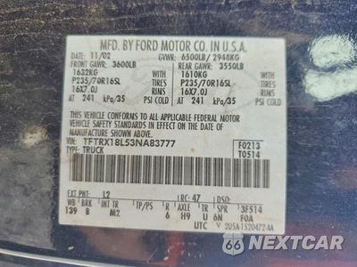 Zdjęcie 12 z 12 samochodu: 2003 FORD F150 VIN:1FTRX18L53NA83777 - miniatura