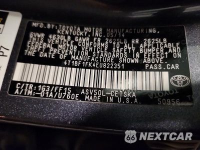 Zdjęcie 12 z 12 samochodu: 2014 TOYOTA CAMRY SE VIN:4T1BF1FK4EU822351 - miniatura