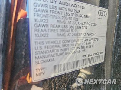Zdjęcie 12 z 12 samochodu: 2021 AUDI Q8 PREMIUM PLUS S-LINE VIN:WA1EVAF10MD014888 - miniatura