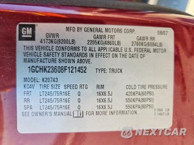 Zdjęcie 12 z 12 samochodu: 2008 CHEVROLET SILVERADO K2500 HEAVY DUTY VIN:1GCHK23608F121452 - miniatura