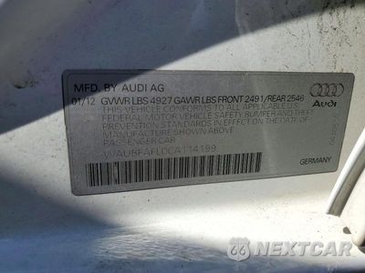 Zdjęcie 12 z 12 samochodu: 2012 AUDI A4 PREMIUM VIN:WAUBFAFL0CA114199 - miniatura