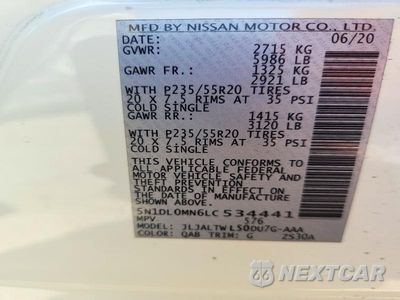 Zdjęcie 14 z 14 samochodu: 2020 INFINITI QX60 LUXE VIN:5N1DL0MN6LC534441 - miniatura
