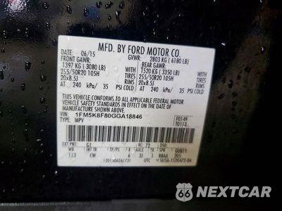 Zdjęcie 13 z 13 samochodu: 2016 FORD EXPLORER LIMITED VIN:1FM5K8F80GGA18846 - miniatura