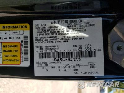 Zdjęcie 12 z 12 samochodu: 2019 FORD FUSION SE VIN:3FA6P0LUXKR273475 - miniatura