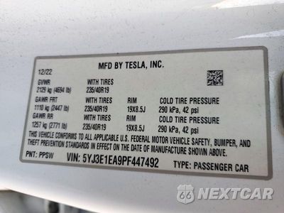 Zdjęcie 12 z 12 samochodu: 2023 TESLA MODEL 3 VIN:5YJ3E1EA9PF447492 - miniatura