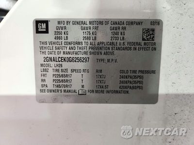 Zdjęcie 13 z 13 samochodu: 2016 CHEVROLET EQUINOX LT VIN:2GNALCEK0G6256297 - miniatura