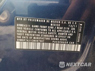 Zdjęcie 12 z 12 samochodu: 2012 VOLKSWAGEN JETTA SE VIN:3VWDP7AJ1CM087967 - miniatura