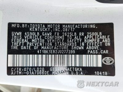 Zdjęcie 12 z 12 samochodu: 2018 TOYOTA AVALON XLE VIN:4T1BK1EB2JU277399 - miniatura