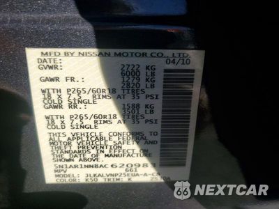 Zdjęcie 14 z 14 samochodu: 2010 NISSAN PATHFINDER S FE+ VIN:5N1AR1NN8AC620983 - miniatura