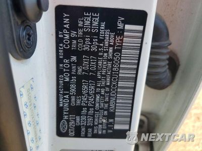 Zdjęcie 13 z 13 samochodu: 2012 HYUNDAI VERACRUZ GLS VIN:KM8NUDCCXCU186050 - miniatura
