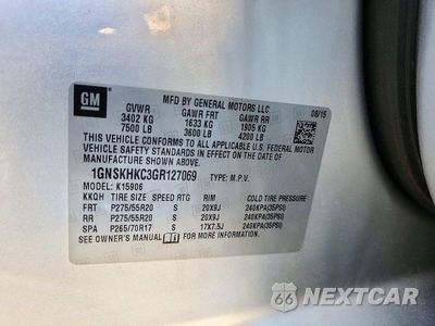 Zdjęcie 13 z 13 samochodu: 2016 CHEVROLET SUBURBAN K1500 LT VIN:1GNSKHKC3GR127069 - miniatura