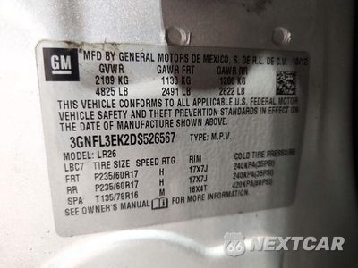 Zdjęcie 13 z 13 samochodu: 2013 CHEVROLET CAPTIVA LT VIN:3GNFL3EK2DS526567 - miniatura