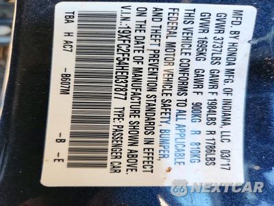 Zdjęcie 12 z 12 samochodu: 2017 HONDA CIVIC LX VIN:19XFC2F54HE037877 - miniatura
