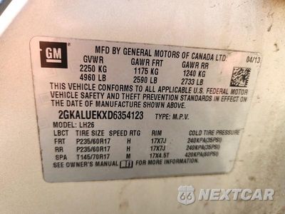 Zdjęcie 13 z 13 samochodu: 2013 GMC TERRAIN SLT VIN:2GKALUEKXD6354123 - miniatura