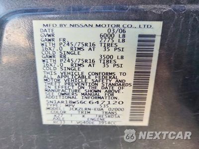 Zdjęcie 13 z 13 samochodu: 2006 NISSAN PATHFINDER S VIN:5N1AR18W56C647120 - miniatura