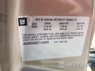 Zdjęcie 12 z 12 samochodu: 2007 BUICK LACROSSE CX VIN:2G4WC582X71126025 - miniatura