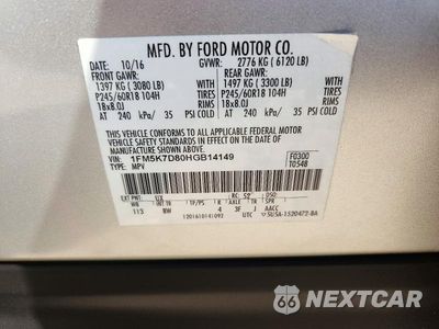 Zdjęcie 13 z 13 samochodu: 2017 FORD EXPLORER XLT VIN:1FM5K7D80HGB14149 - miniatura