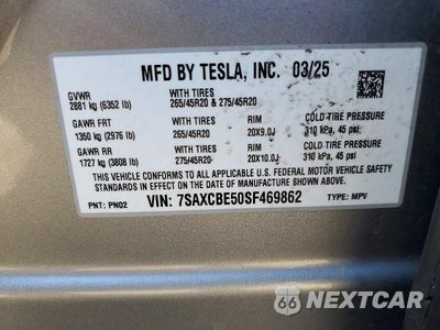 Zdjęcie 12 z 12 samochodu: 2025 TESLA MODEL X VIN:7SAXCBE50SF469862 - miniatura