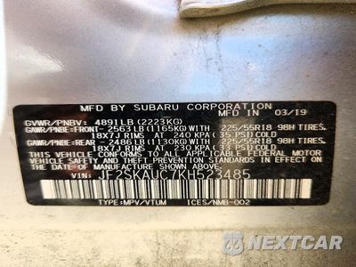 Zdjęcie 13 z 13 samochodu: 2019 SUBARU FORESTER LIMITED VIN:JF2SKAUC7KH523485 - miniatura