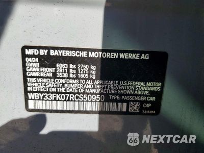 Zdjęcie 13 z 13 samochodu: 2024 BMW I5 EDRIVE 40 VIN:WBY33FK07RCS50950 - miniatura