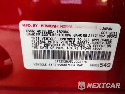 Zdjęcie 12 z 12 samochodu: 2012 MITSUBISHI LANCER ES/ES SPORT VIN:JA32X2HU5CU008775 - miniatura