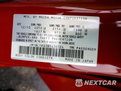 Zdjęcie 13 z 13 samochodu: 2011 MAZDA 3 S VIN:JM1BL1K63B1436524 - miniatura