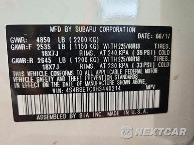 Zdjęcie 13 z 13 samochodu: 2017 SUBARU OUTBACK TOURING VIN:4S4BSETC9H3440214 - miniatura