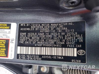Zdjęcie 12 z 12 samochodu: 2013 TOYOTA CAMRY LE VIN:4T4BF1FK8DR294852 - miniatura