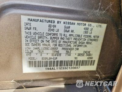 Zdjęcie 12 z 12 samochodu: 2005 NISSAN ALTIMA 2.5 VIN:1N4AL11E55C120657 - miniatura