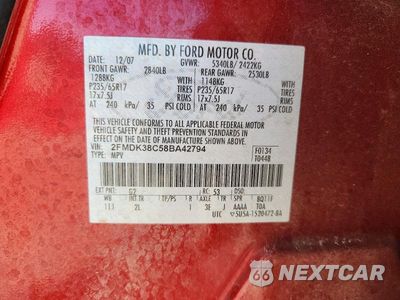 Zdjęcie 12 z 12 samochodu: 2008 FORD EDGE SEL VIN:2FMDK38C58BA42794 - miniatura