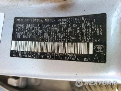 Zdjęcie 12 z 12 samochodu: 2012 TOYOTA COROLLA LE VIN:2T1BU4EEXCC767499 - miniatura