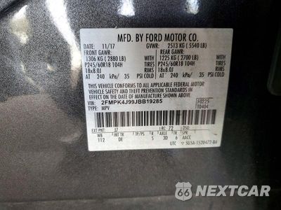Zdjęcie 12 z 12 samochodu: 2018 FORD EDGE SEL VIN:2FMPK4J99JBB19285 - miniatura