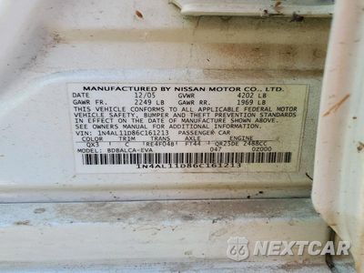 Zdjęcie 12 z 12 samochodu: 2006 NISSAN ALTIMA 2.5 VIN:1N4AL11D86C161213 - miniatura