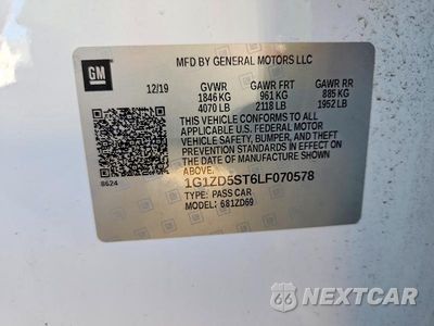 Zdjęcie 12 z 12 samochodu: 2020 CHEVROLET MALIBU LT VIN:1G1ZD5ST6LF070578 - miniatura