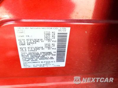 Zdjęcie 13 z 13 samochodu: 2015 NISSAN PATHFINDER S VIN:5N1AR2MMXFC670645 - miniatura