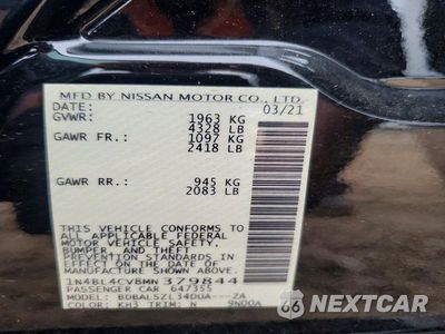 Zdjęcie 13 z 13 samochodu: 2021 NISSAN ALTIMA SR VIN:1N4BL4CV8MN379844 - miniatura