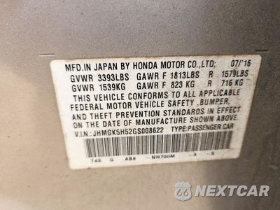 Zdjęcie 13 z 13 samochodu: 2016 HONDA FIT LX VIN:JHMGK5H52GS008622 - miniatura