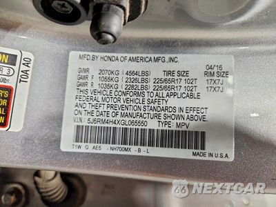 Zdjęcie 14 z 14 samochodu: 2016 HONDA CR-V SE VIN:5J6RM4H4XGL065550 - miniatura