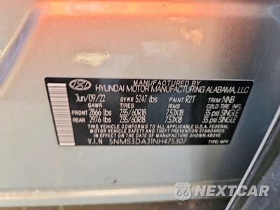 Zdjęcie 12 z 12 samochodu: 2022 HYUNDAI SANTA FE SEL VIN:5NMS3DAJ1NH475307 - miniatura
