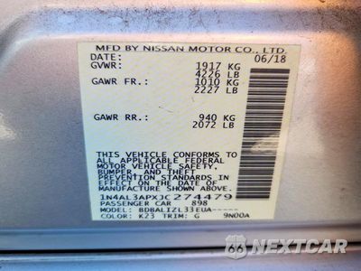 Zdjęcie 12 z 12 samochodu: 2018 NISSAN ALTIMA 2.5 SV VIN:1N4AL3APXJC274479 - miniatura