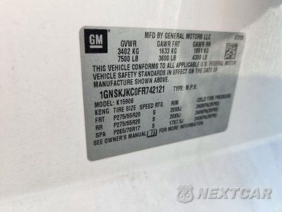 Zdjęcie 13 z 13 samochodu: 2015 CHEVROLET SUBURBAN K1500 LT VIN:1GNSKJKC0FR742121 - miniatura